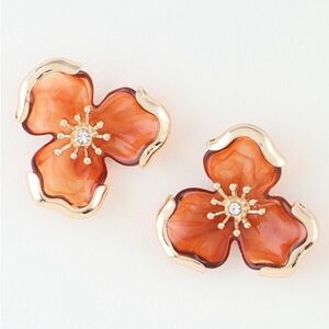 Gold Brown Petal Earrings (5031)